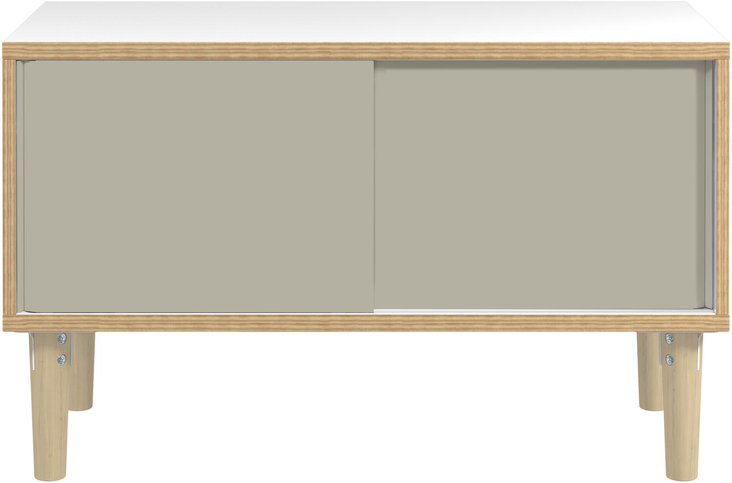 Poise Sideboard, Plywood, Schiebetüren in lichtgrau, 4 Füße aus Eiche, H 621 x B 1000 x 450 mm Bild 1