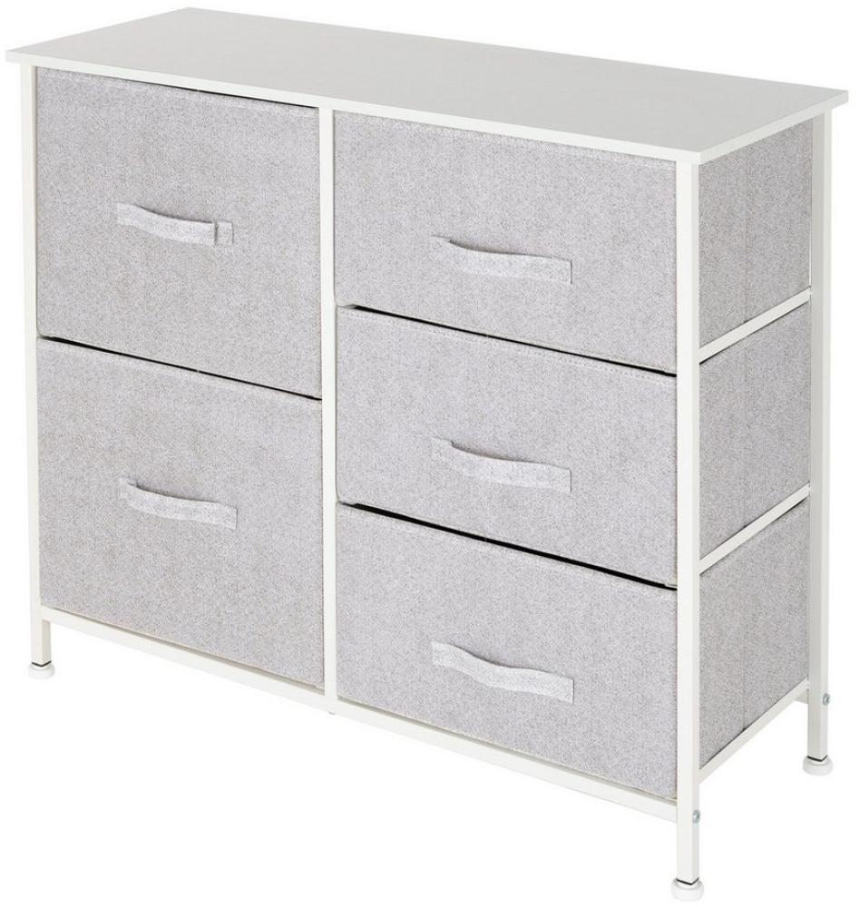 ML-DESIGN Kommode Schubladenschrank Sideboards Schubladenbox, Stoff mit 5 Schubladen 80x30x70cm Weiß Metall-Regal/MDF-Platte Bild 1