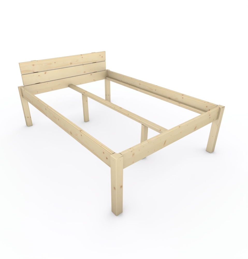 Pfostenbett "metallarm" Fichte Holzbett "Daybett" 140 x 200cm 58cm Doppelbett Bild 1