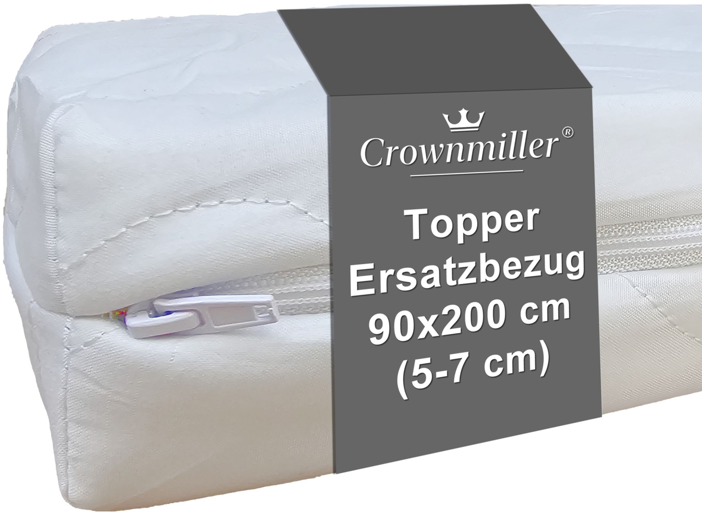 Crownmiller Topperbezug 90x200cm, für Topper von 5-7 cm, waschbar bis 60°C, OEKOTex100 Bild 1