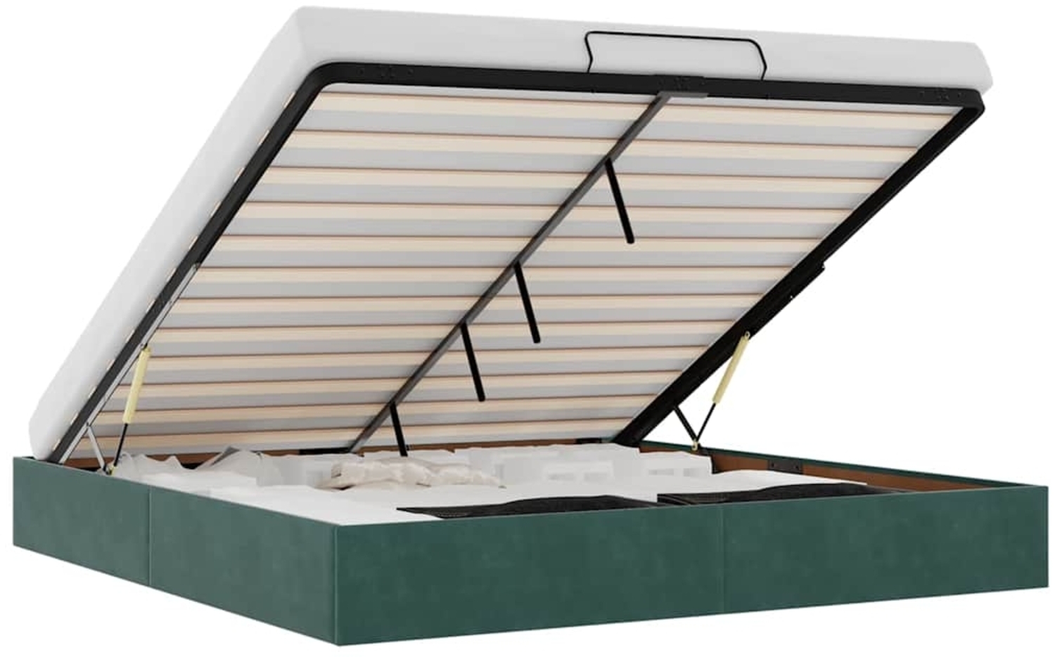 vidaXL Ottoman-Bett ohne Matratze Dunkelgrün 160x200 cm Samt 3310976 Bild 1