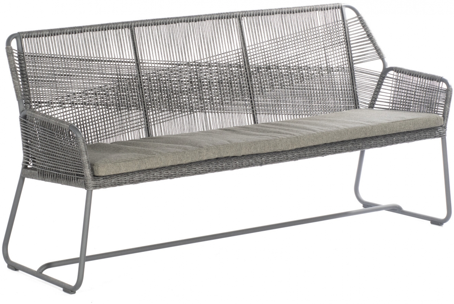 Sonnenpartner Bank 3-Sitzer Observer Alu/PE-Kunstoffgeflecht light-coal, inkl. Sitzkissen Copacabana Bild 1