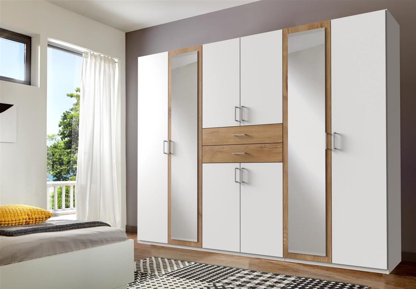 Kleiderschrank >Drugi II< in Weiß Plankeneiche - 270x208x58cm (BxHxT) Bild 1