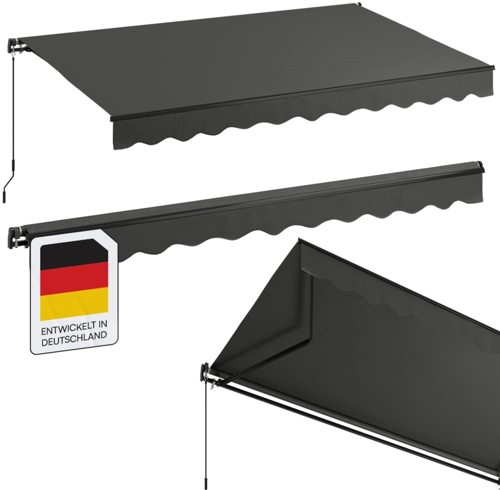 STEELSØN 'Kestria' Gelenkarmmarkise, 400x250 cm, anthrazit, wetterfest und blickdicht, Markise mit mit Aluminium-Kassette und Wandhalterung Bild 1