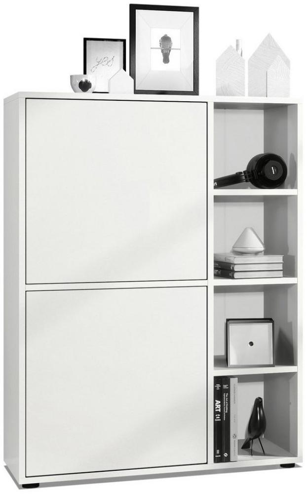 Highboard Schrank Anrichte Cuba mit 8 Fächern, Korpus in Weiß matt / Fronten in Weiß matt Bild 1