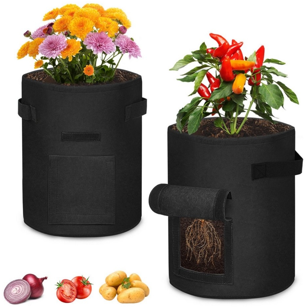 AUFUN Pflanzkübel Pflanzsack aus Vliesstoff 27/38L Tasche mit Klettverschluss (2 St), Pflanztopf Pflanzensack für Kartoffeln,Tomaten,Blumen,Pflanzen,Gemüse Bild 1