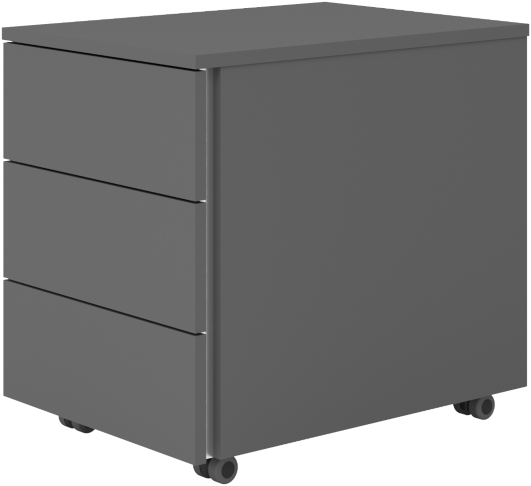 bümö lite Rollcontainer mit Schubladen, Container aus Holz in graphit - Rollwagen für's Büro als Schreibtisch Unterschrank, Bürocontainer od. Schreibtischcontainer mit Seitengriff, LC30-G-G-GL Bild 1