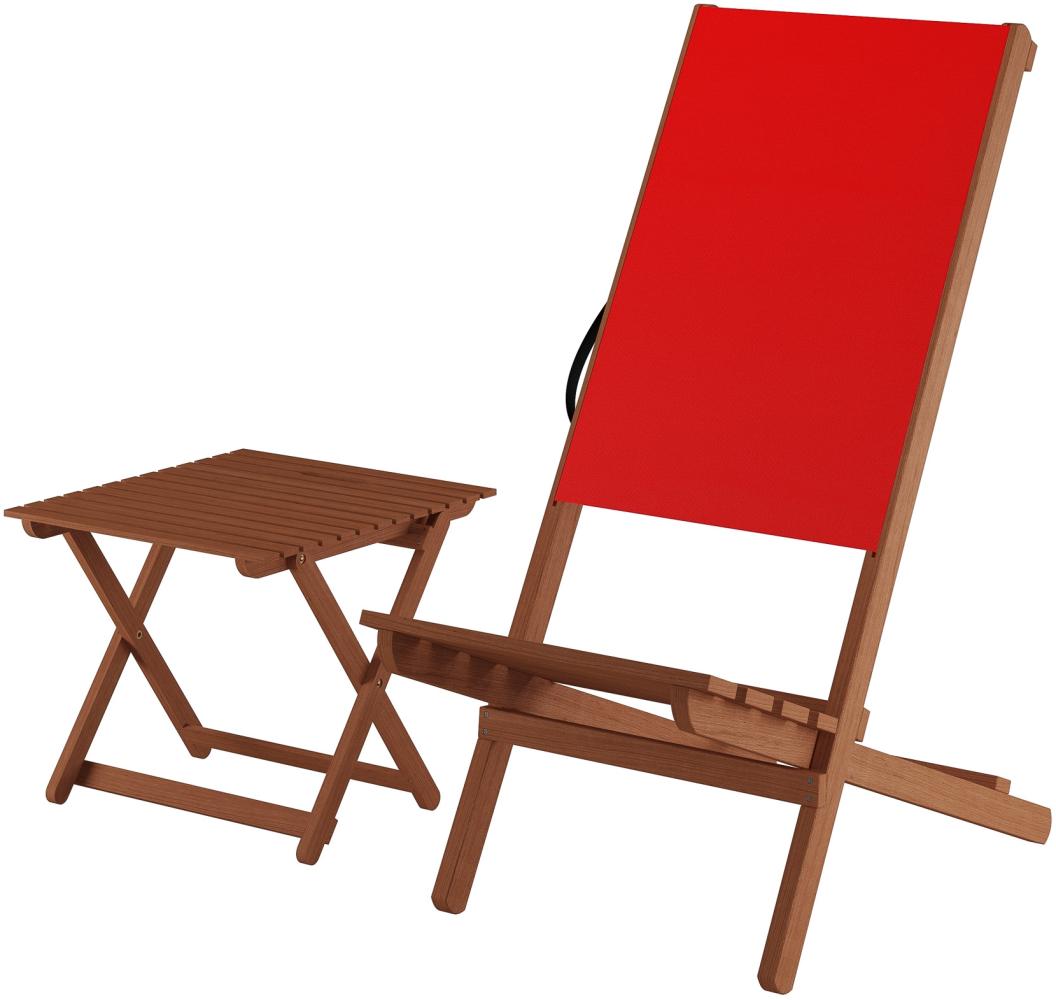 Rotes Wikingerstuhl-Set Schwedenstuhl Strandstuhl Anglerstuhl Partystuhl wählbares Set XXL V-10-363Einzelstück mit Tisch Bild 1