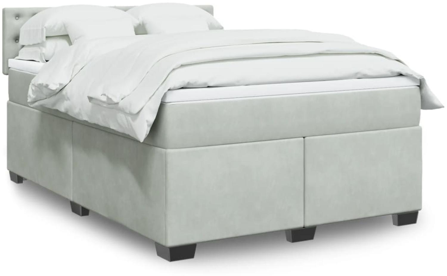 vidaXL Boxspringbett mit Matratze Hellgrau 140x190 cm Samt 3286318 Bild 1