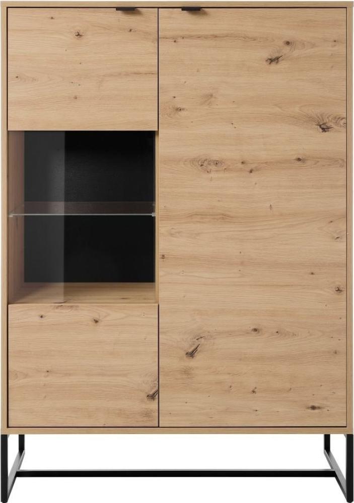 MOEBLO Highboard KERI KWT93 (Gehärtetes Glas, Griffe und Füße aus Metall, Sideboard Vitrine, Schrank für Wohnzimmer mit Türen Vitrinenschrank Glasvitrine), (BxHxT): 93x133x39 cm Bild 1