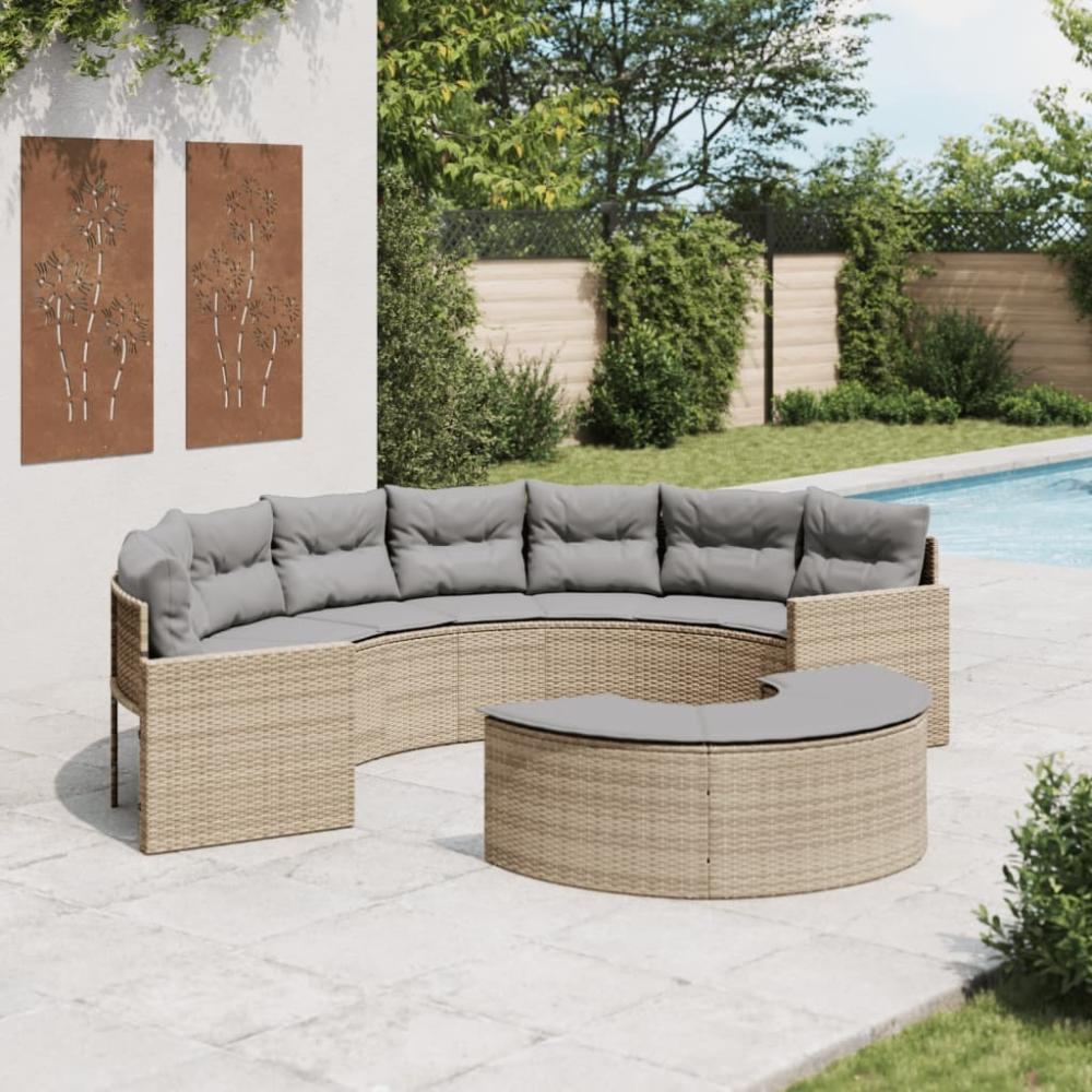 vidaXL 2-tlg. Garten-Sofagarnitur Halbrund Beige Poly-Rattan 3262063 Bild 1