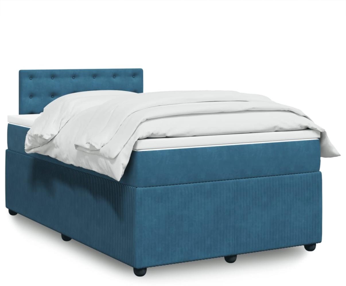 vidaXL Boxspringbett mit Matratze Blau 120x200 cm Samt 3290026 Bild 1