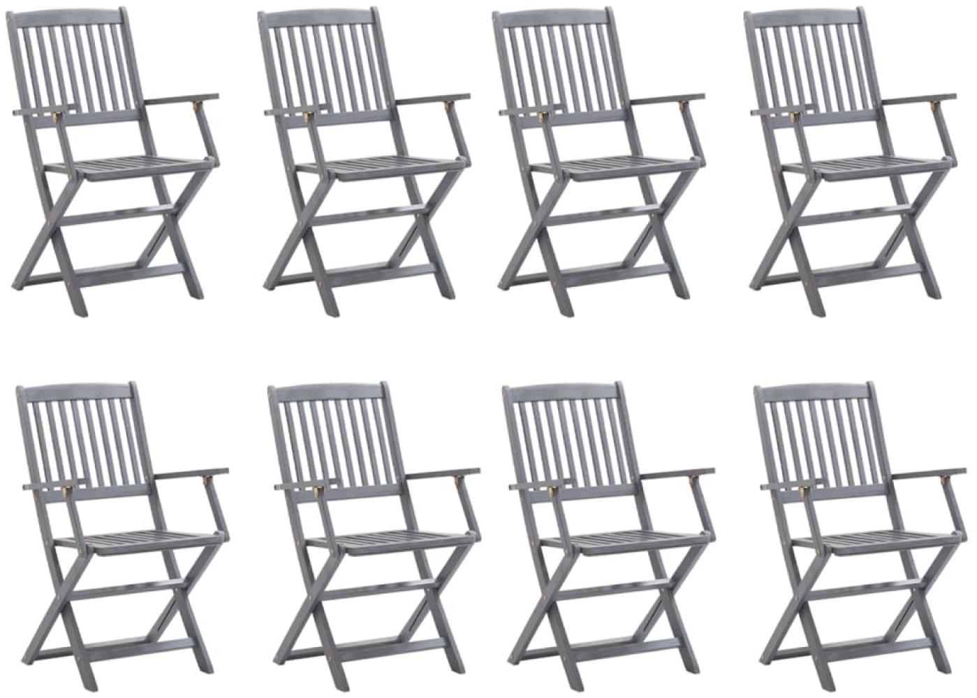vidaXL Klappbare Gartenstühle 8 Stk. mit Kissen Massivholz Akazie 3078269 Bild 1