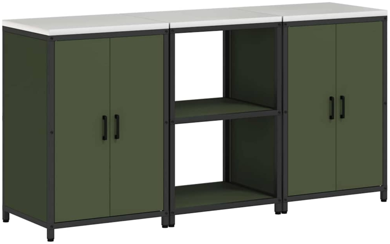 vidaXL Aufbewahrungsset für die Küche mit Regal 3 pcs Olive Grün Stahl 3392697 Bild 1