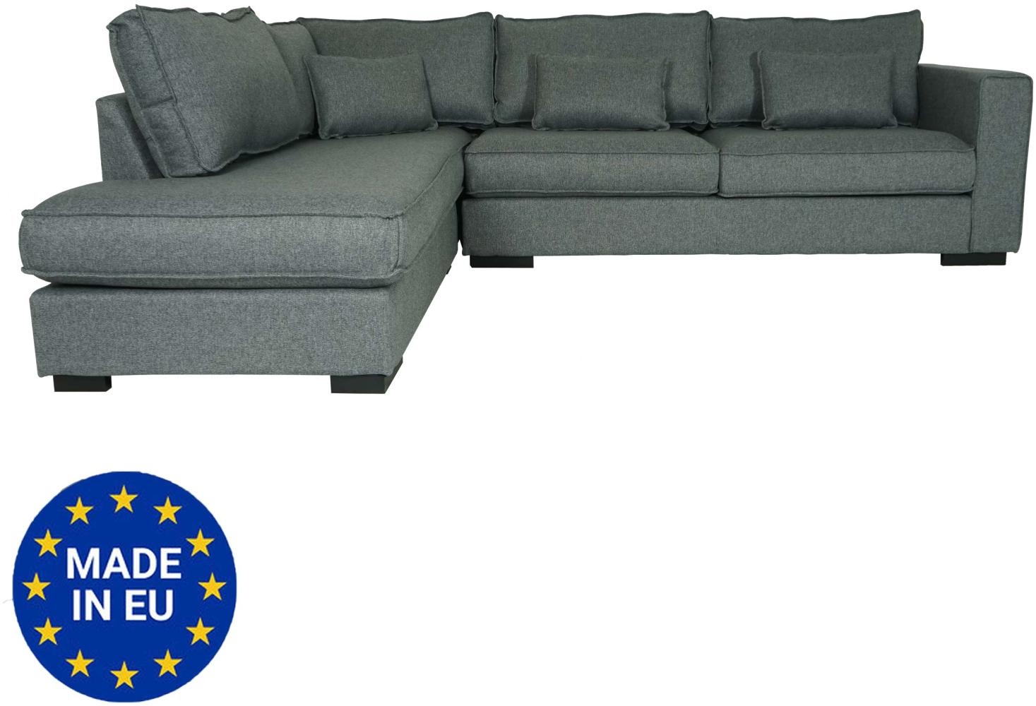 Ecksofa HWC-J58, Couch Sofa mit Ottomane links, Made in EU, wasserabweisend 295cm ~ Stoff/Textil grau Bild 1