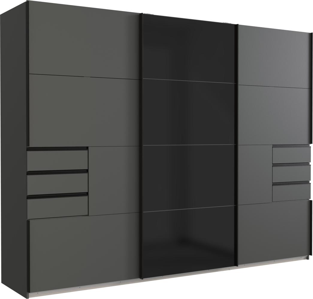 Schwebetürenschrank >BARCELONA< (BxH: 270x208 cm) in GRPAHIT + GLAS SCHWARZ Bild 1