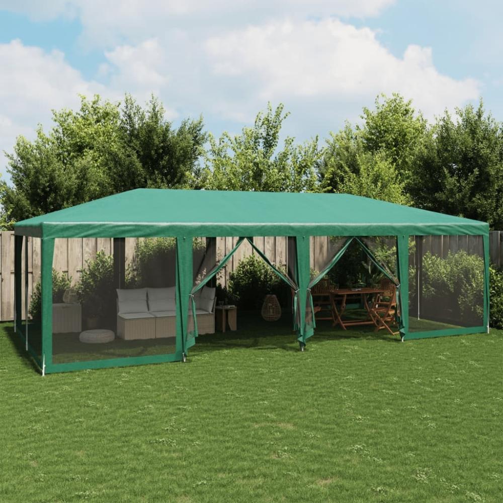 vidaXL Partyzelt mit 12 Mesh-Seitenteilen Grün 8x4 m HDPE 4010073 Bild 1