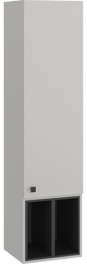 Vicco Badschrank Grau 37.5 x 150 cm mit Tür und offenen Fächern, Gerta Bild 1