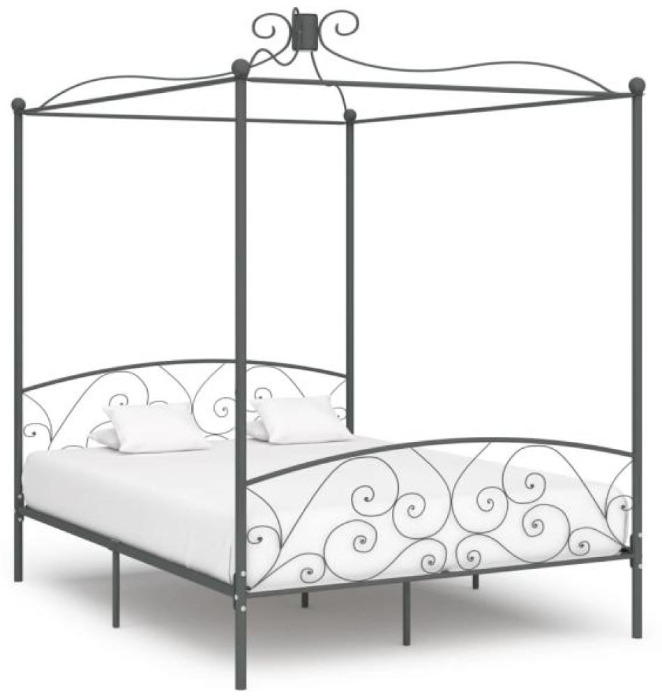 Himmelbett-Gestell Grau Metall 160x200 cm [284484] Bild 1