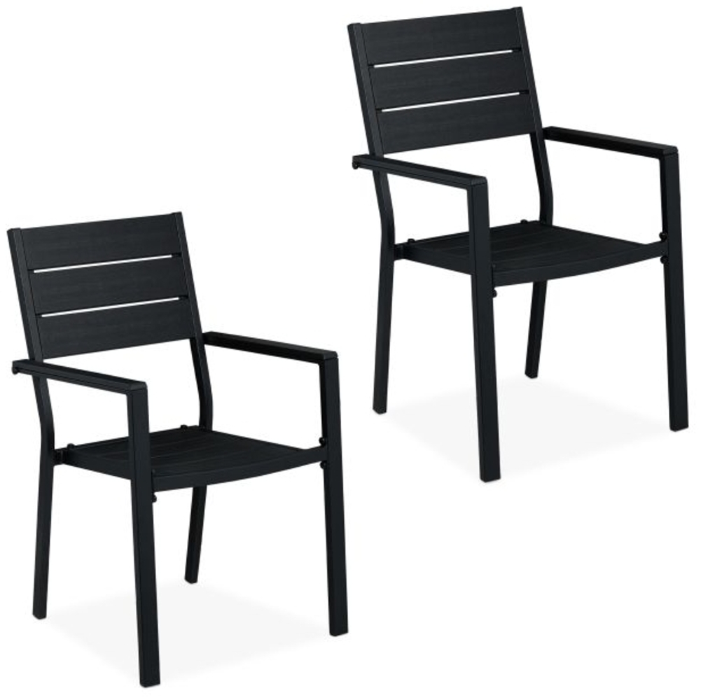 Schwarzer Gartenstuhl im 2er Set Bild 1