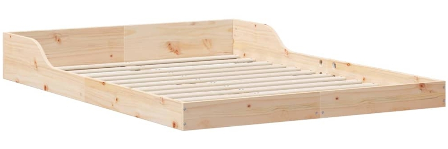 vidaXL Bettrahmen Braun 135 x 190 cm Massives Kiefernholz 873322 Bild 1