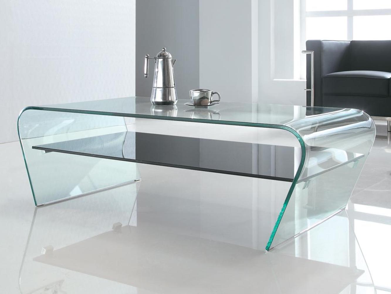 Vente-unique - Couchtisch mit Glas Design - Transparent & Schwarz - KELLY Bild 1