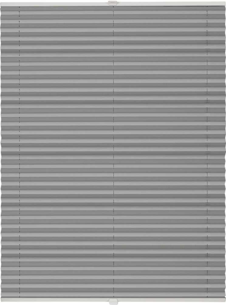 ondeco Plissee Klemmfix auf Maß für alle Fenster innen, ohne Bohren, Montage Klemmträger Sonnenschutz Sichtschutz Rollo Blickdicht - Hellgrau - B): 71-80 cm, H): 101-150 cm Bild 1