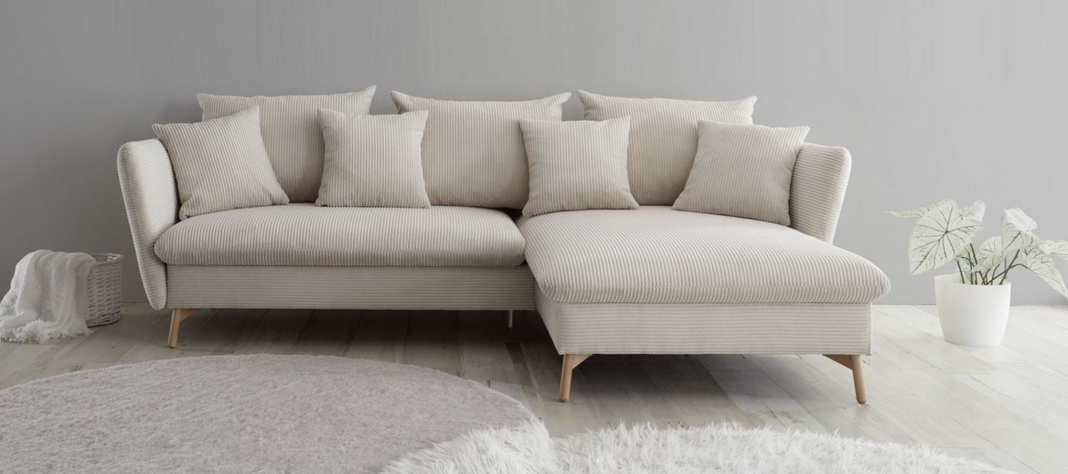 andas Ecksofa MERLE, 258 cm, L-Form, traumhafter Cord, mit Bettfunktion und Bettkasten, Liegefläche 224 x 139 Bild 1