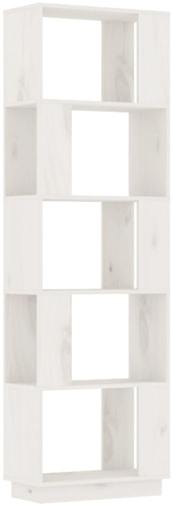 vidaXL Bücherregal/Raumteiler Weiß 51x25x163,5 cm Massivholz Kiefer 814045 Bild 1