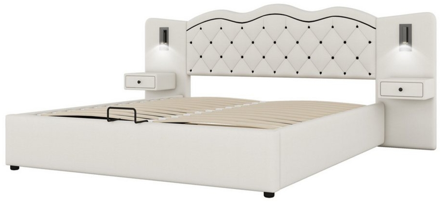 Gotagee Polsterbett Flachbett Modern Jugendbett Doppelbett Stauraumbett 180 x 200 cm, USB-Anschluss Bild 1