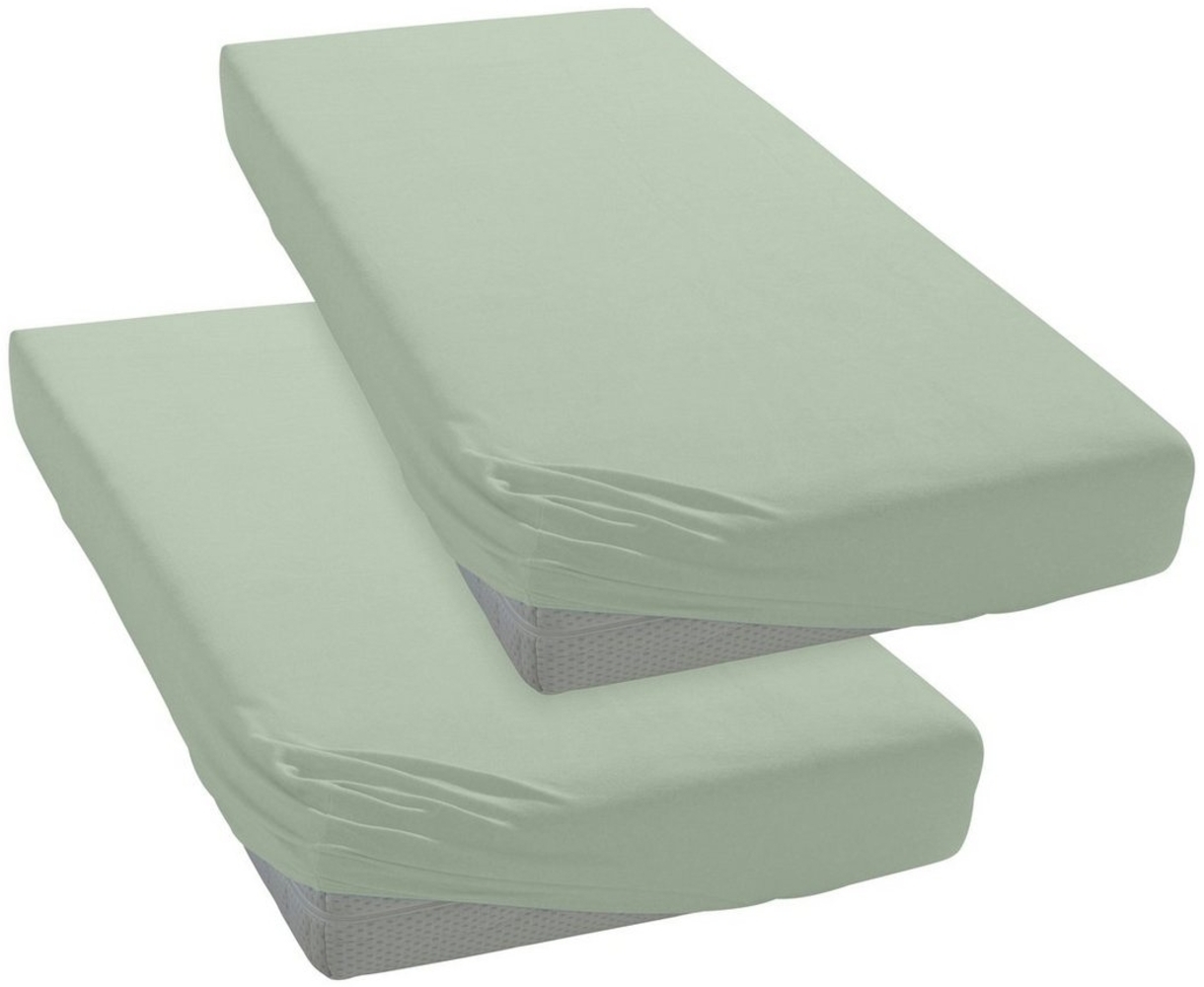 my home Spannbettlaken PHYSALIS, Jersey, Gummizug: rundum, (2 Stück), 100% Baumwolle, Matratzen bis 18 cm Höhe, Bettlaken, Spannbetttuch Bild 1