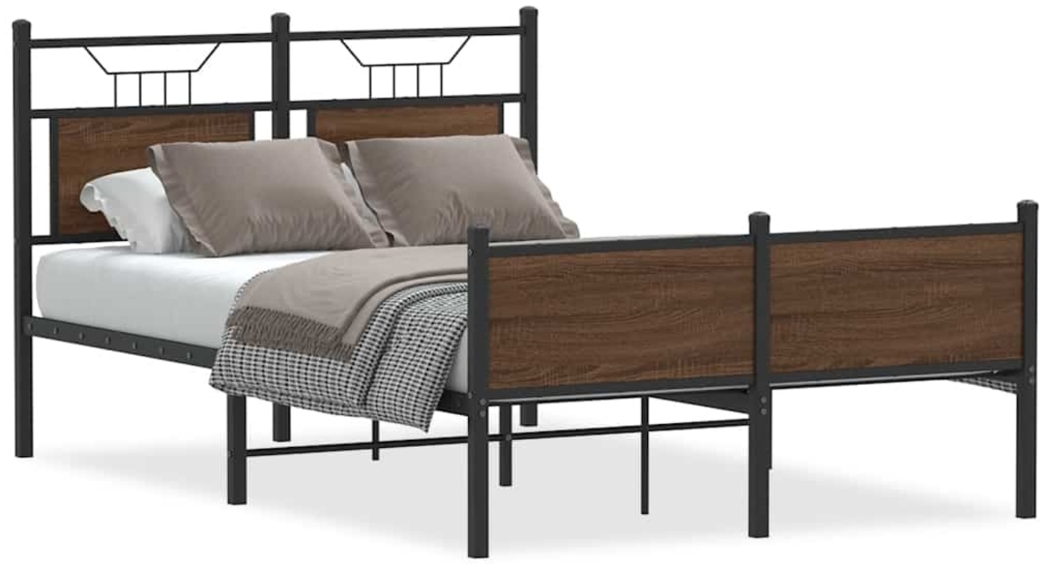 vidaXL Bettgestell ohne Matratze Braun Eiche 120x200 cm Holzwerkstoff 4107032 Bild 1