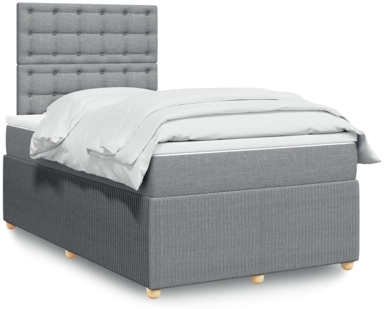 vidaXL Boxspringbett mit Matratze Hellgrau 120x200 cm Stoff 3294337 Bild 1