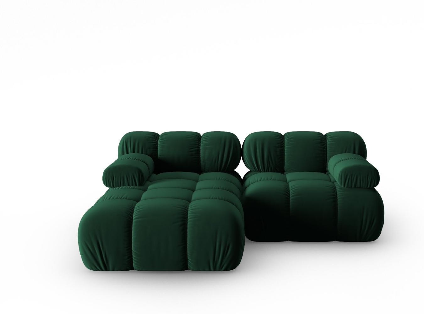 Micadoni Modulares Ecksofa Bellis 3-Sitzer Links Samtstoff Flaschengrün Bild 1