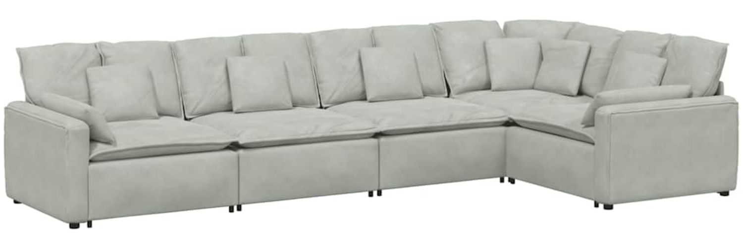 vidaXL Modulares Sofa mit Kissen Samt Hellgrau 3321328 Bild 1