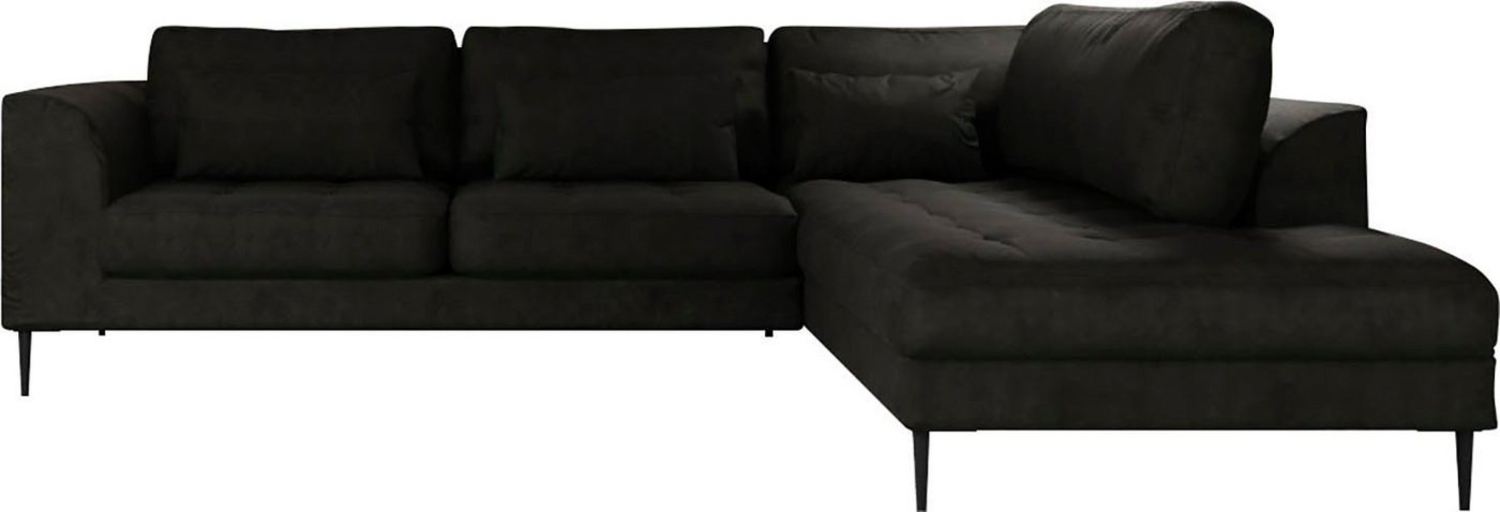 TRENDMANUFAKTUR Ecksofa Luzi, wahlweise mit Schlaffunktion und Bettkasten, gemütlich, L-Form, Designsofa mit Ottomane, Metallfüße schwarz, Breite 264 cm Bild 1