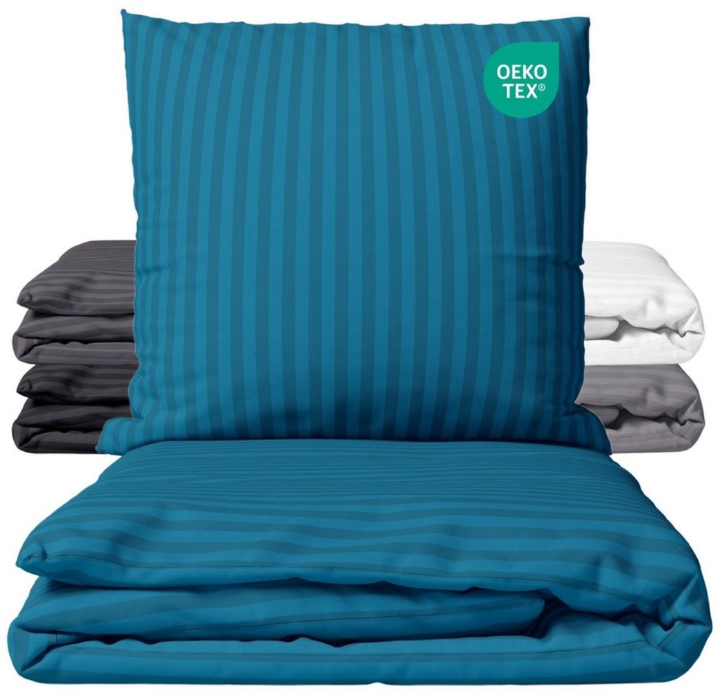 Carpe Sonno Bettwäsche Mikrofaser Damast Bettwäsche 135x200 155x220 200x200 - Super Soft, Mikrofaser, 3 teilig, Uni Bettbezug 200x200 Petrol - Super soft & Oeko-Tex Zertifiziert Bild 1