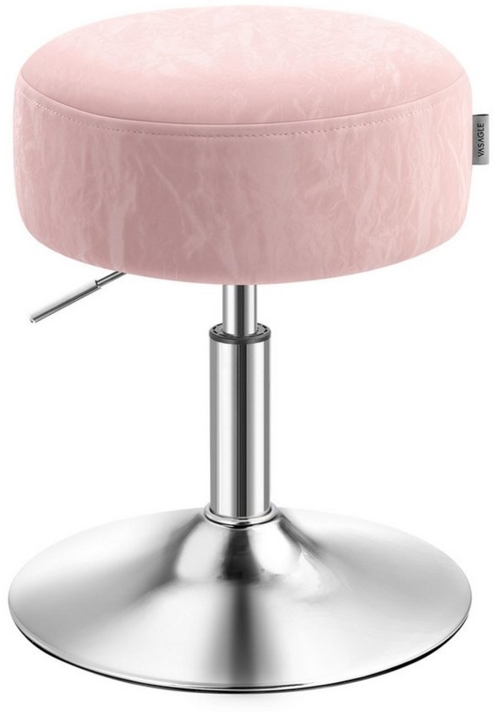 Schminkhocker, Schminkstuhl, Sitzhocker, höhenverstellbar, 360° drehbar, PU, dicke Polsterung, für Schlafzimmer, Küche, Esszimmer, pastellrosa Bild 1