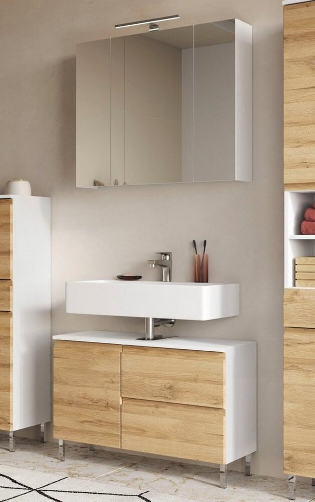 GERMANIA Badmöbel-Set Torrance, (2-St), Waschbecken-Unterschrank und Spiegelschrank mit Beleuchtung Bild 1