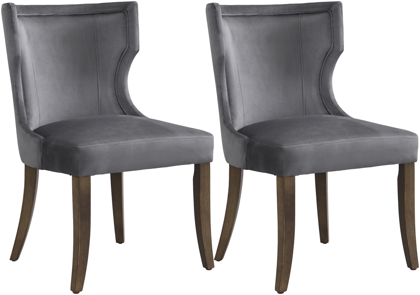 Merax Esszimmerstuhl aus Samt, 2er-Set mit Beinen aus Massivholz, dickes Kissen, verstellbare Beine, Schlafzimmerstuhl, Küchenstuhl, Wohnzimmer-Loungesessel, Grau Bild 1