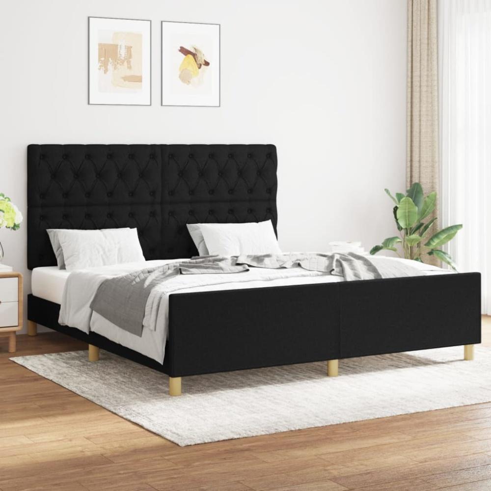 Doppelbett mit Kopfteil Stoff Schwarz 160 x 200 cm [3125310] Bild 1