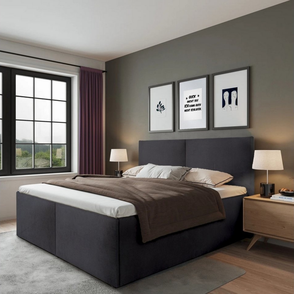 Halmon Schlafkomfort Betten Polsterbett Milano (Mit Stauraum unter der Liegefläche, erhältlich in 6 Größen, attraktiven Farben und zahlreichen Optionen), Seitenhöhe 32cm, inkl. Lattenrost bei Ausführung mit Matratze Bild 1