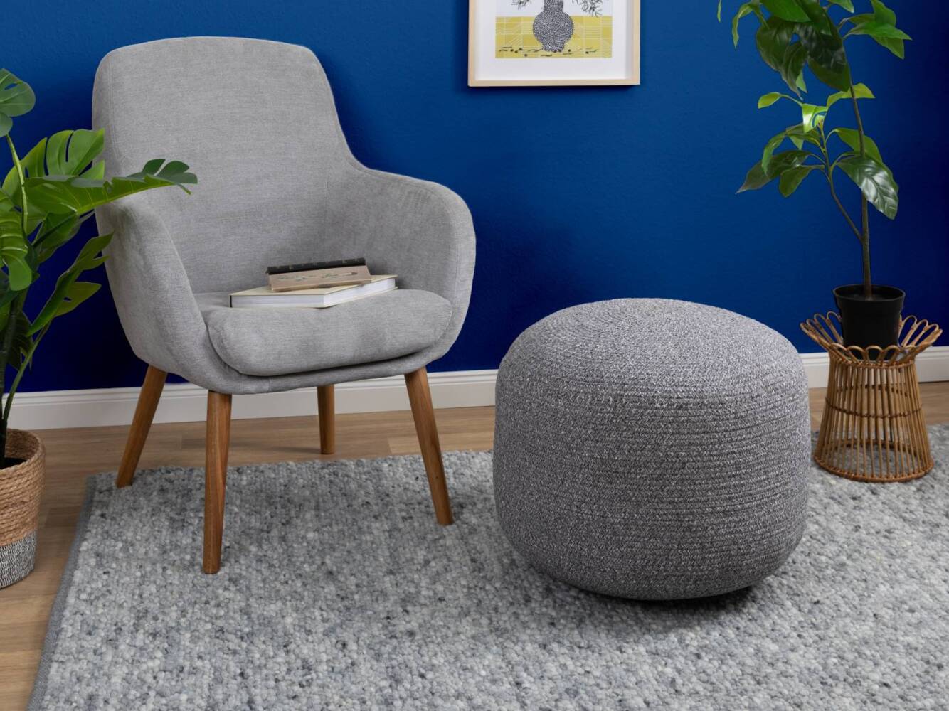 Sitzkissen Bali Pouf, Farbe: Grau meliert, Größe: 55x55x45 cm Bild 1