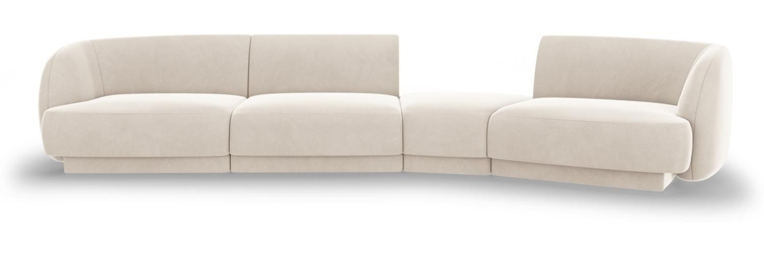 Micadoni Modulares Sofa Miley 4-Sitzer Rechts Samtstoff Helles Beige Bild 1