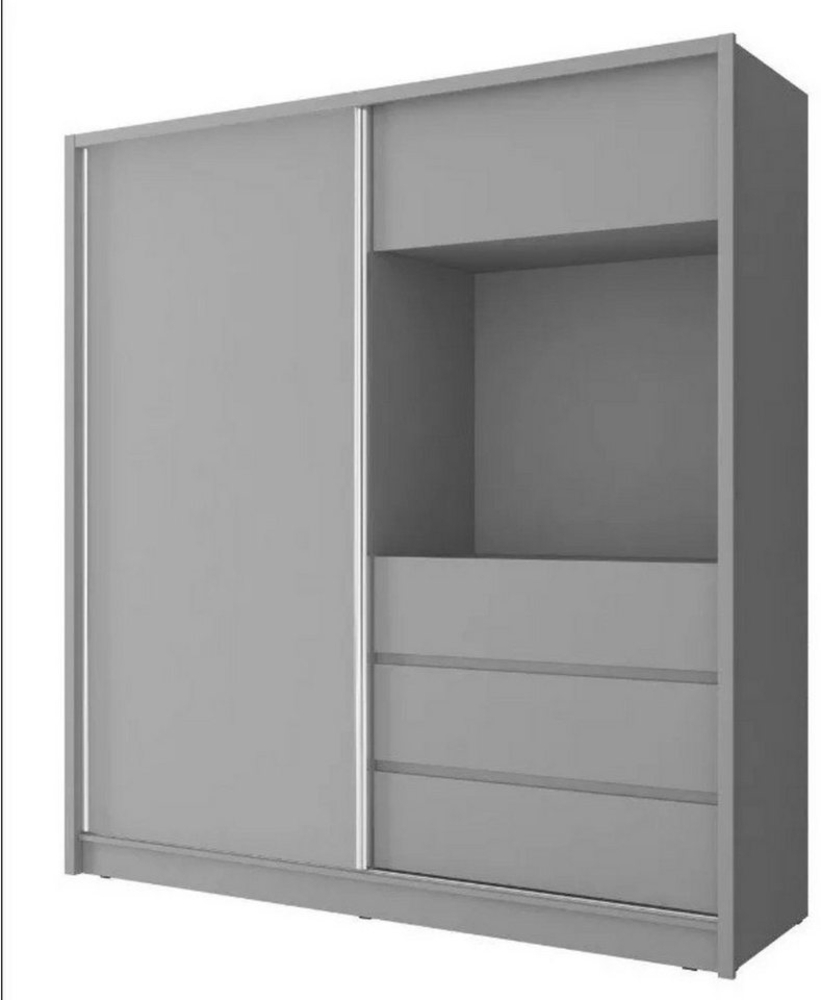 MOEBLO Kleiderschrank CINEMA (mit Spiegel Schwebetürenschrank mit Einlegeböden und Kleiderstange, Wohnzimmerschrank Schrank Gaderobe Schiebtüren Platz für Fernsehen TV) (BxHxT): 204/254 x 214 x 62 cm Bild 1