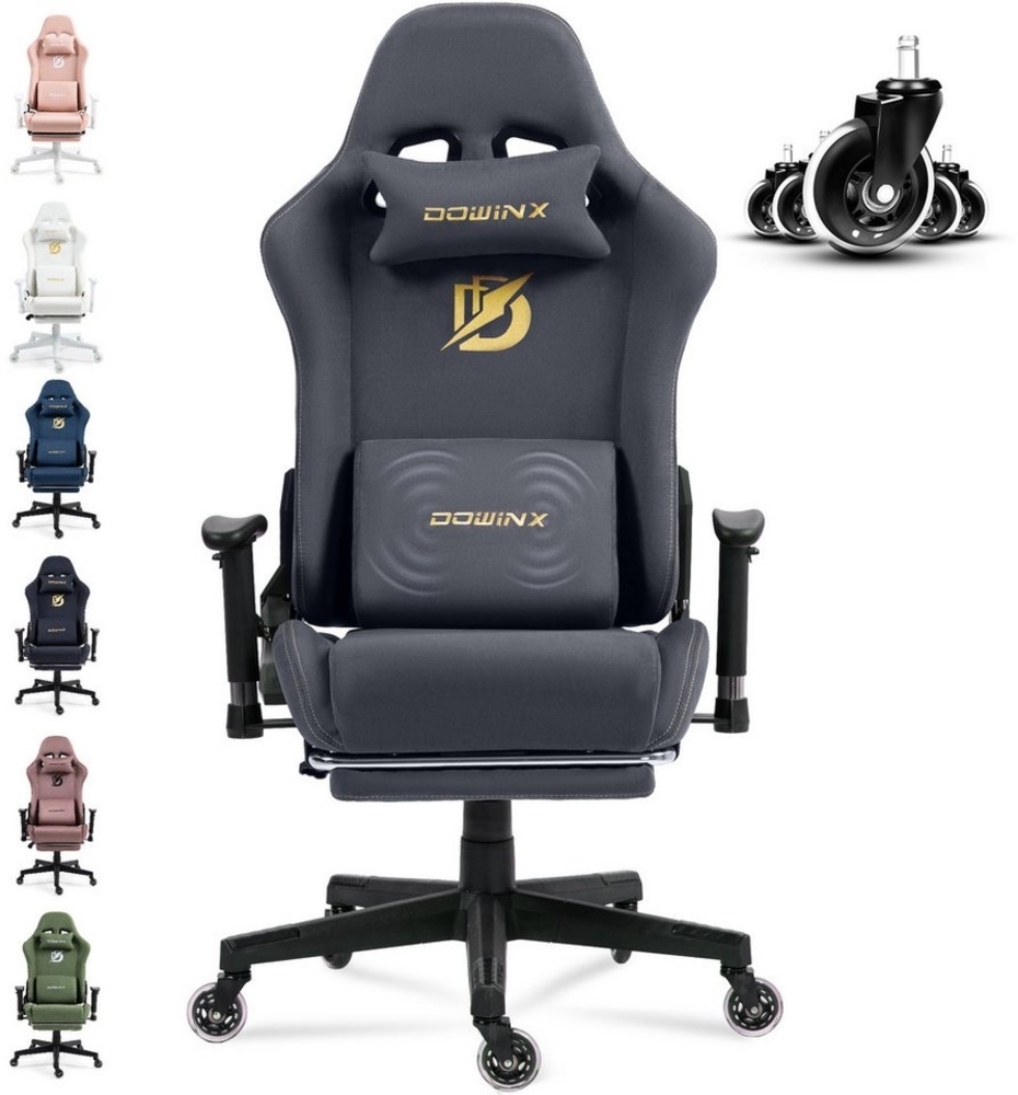 Dowinx Gaming-Stuhl Bürostuhl Massage Gaming Stuhl mit Luxuriöser Wildleder-Stoff, Einstellbare Lumbalstütze, Massagefunktion Bild 1