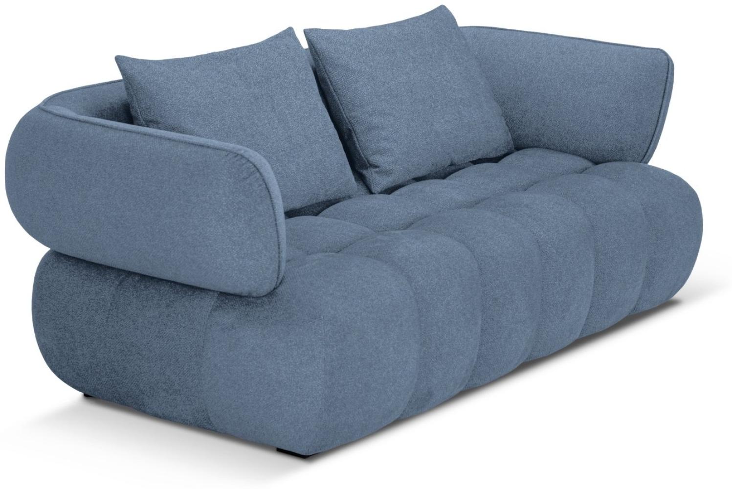 Micadoni Sofa Reese 2-Sitzer Strukturierter Samtstoff Jeansblau Bild 1