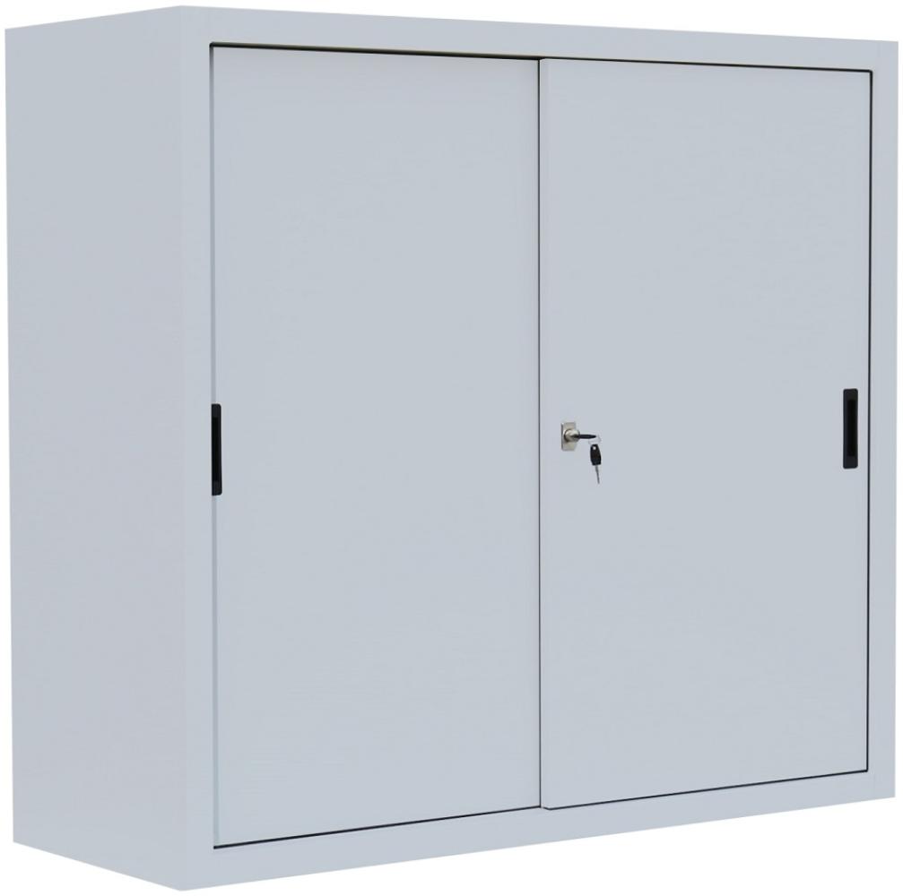 Schiebetürenschrank Schiebetüren Büro Aktenschrank Sideboard aus Stahl grau 1090 x 1200 x 450 mm (Höhe x Breite x Tiefe) 550140 Bild 1