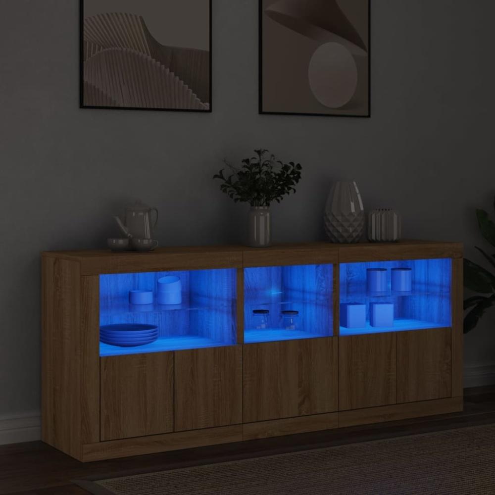 vidaXL Sideboard mit LED-Leuchten Sonoma-Eiche 162x37x67 cm 3208997 Bild 1