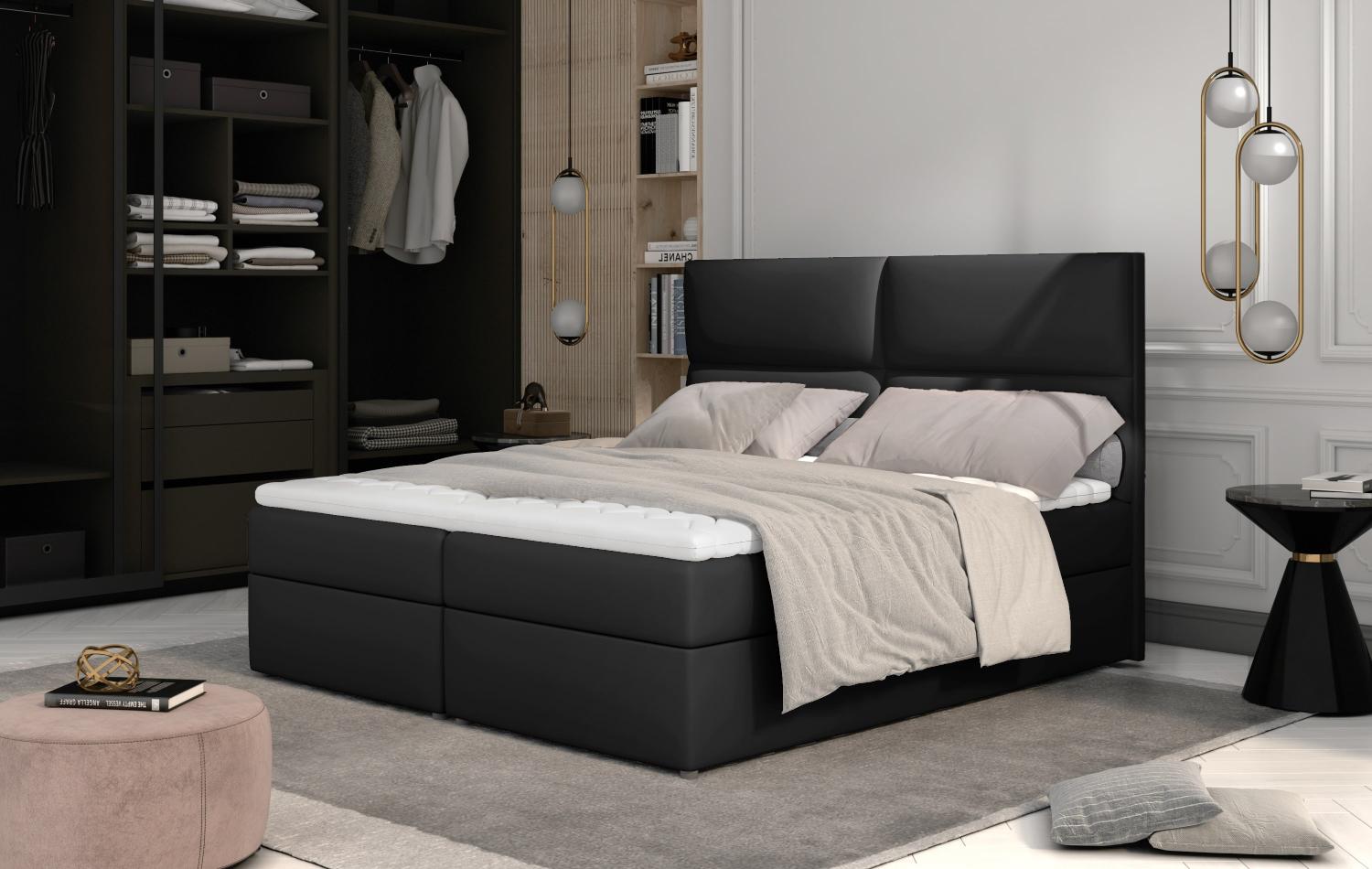 Boxspringbett HAZEL 180x200 cm Kunstleder Soft Schwarz Bild 1